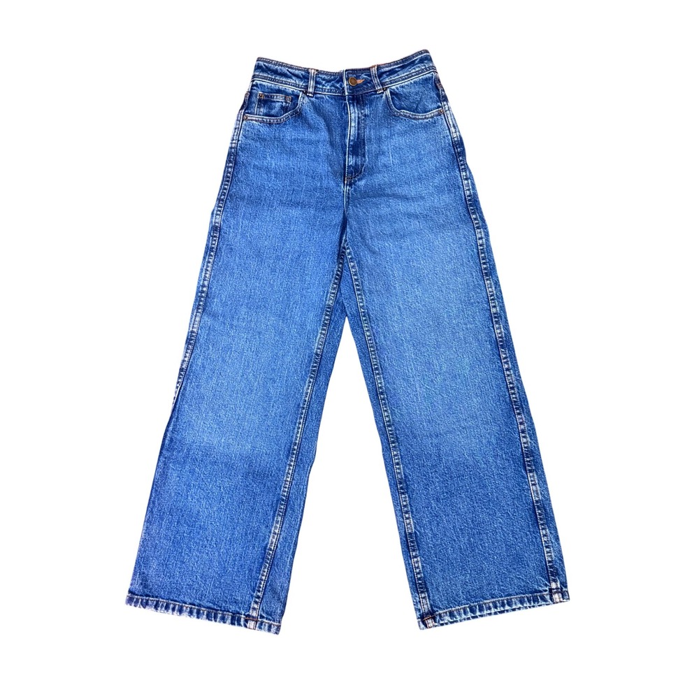 Sézane Le Crop Jeans Classic Blue Wash High Rise Wide Leg Size 36 EU / US 4